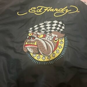 Ed Hardy Black Jacket with Bulldog Embroidery